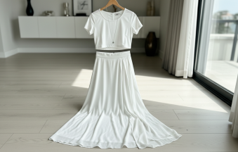 White Maxi Skirt And Crop Top Set